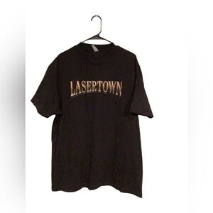 Laser town Mens black graphic t-shirt size XL